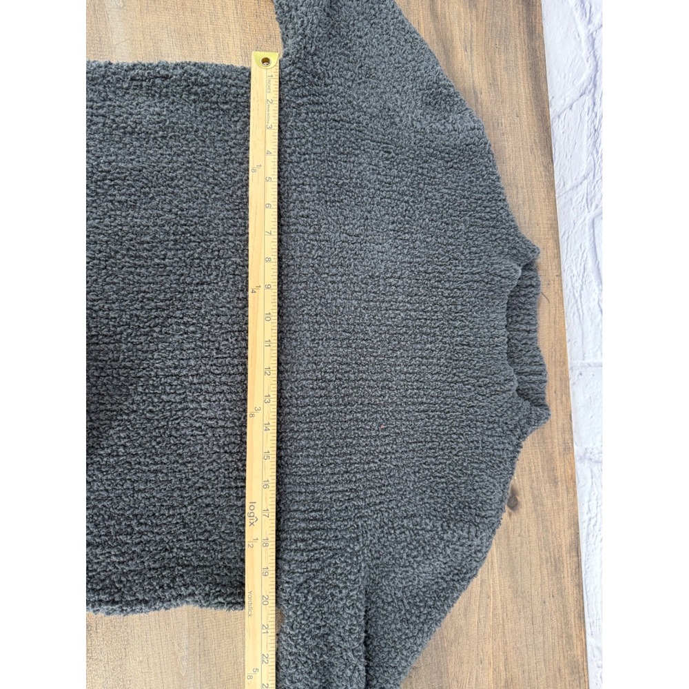 Aerie Women's Cozy Textured Chenille Knit Mock Neck Cropped Sweater Charcoal XL - Picture 6 of 8